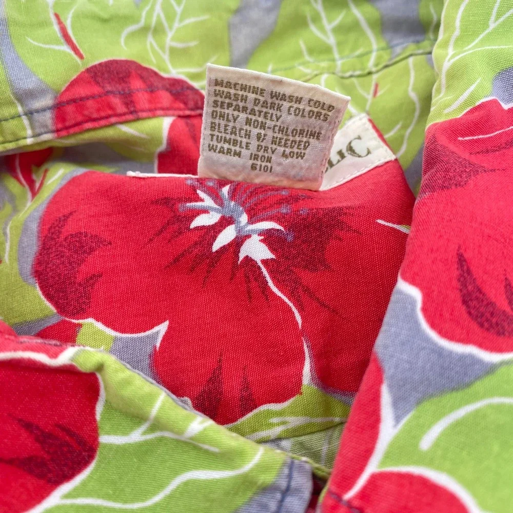 Banana Republic‎ Button Up Shirt Mens XL Red Floral Tropical  Short Sleeve VTG